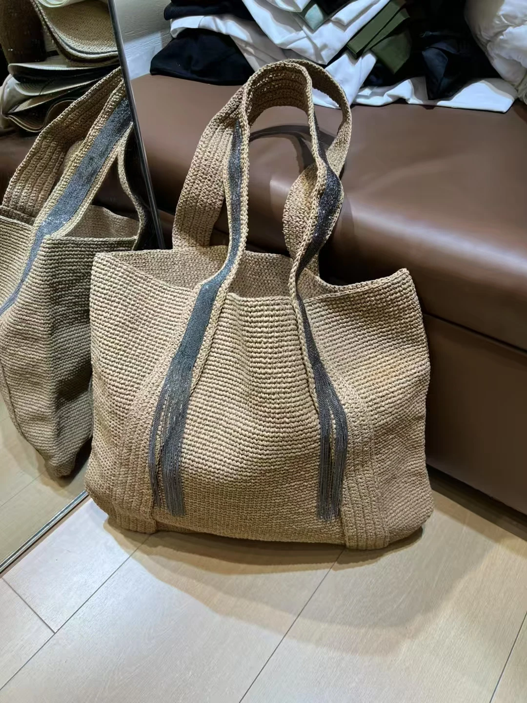 

Spring And Summer Ladies New Hand-Woven Bags Straw Hats Versatile Fashion Straw Beach Vacation Beaded Chain Tassels