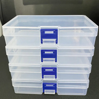 5pcs Transparent Lockable Empty Box, Rectangular Plastic Storage Box, PP Packaging Parts Box, Stationery Storage Box With Lid