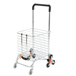 35L Aluminium Portable Supermarket Home Collapsible Folding Grocery Shopping Cart 6 8 Wheels Stair Climbing Handcart