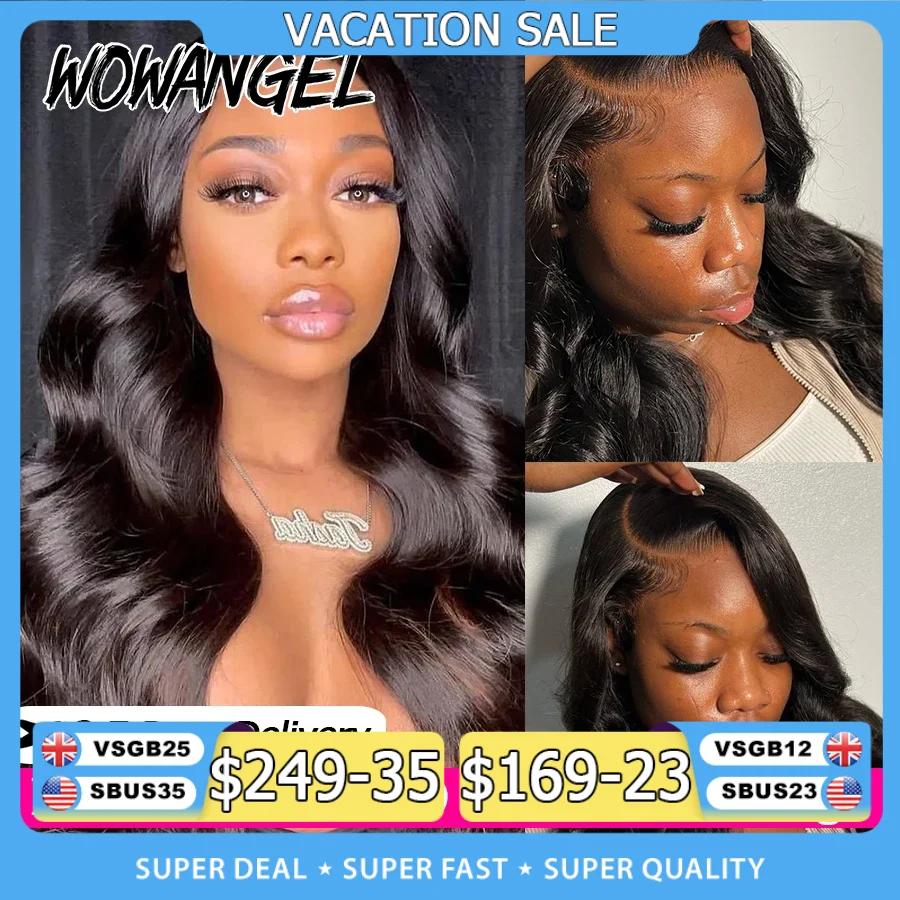 Wow Angel 13x6 HD Lace Front Wigs 250% Remy Hair Body Wave Human Hair Wigs HD Lace Wigs Pre Plucked Wear To Go Wigs for Women