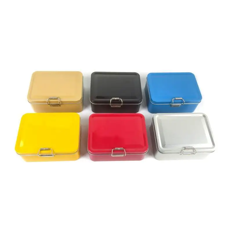 Airtight Buckle Tin Box Rust-Resistant Metal Iron Storage Box with Lid for Pills Cosmetics Small Accessories Home Organization