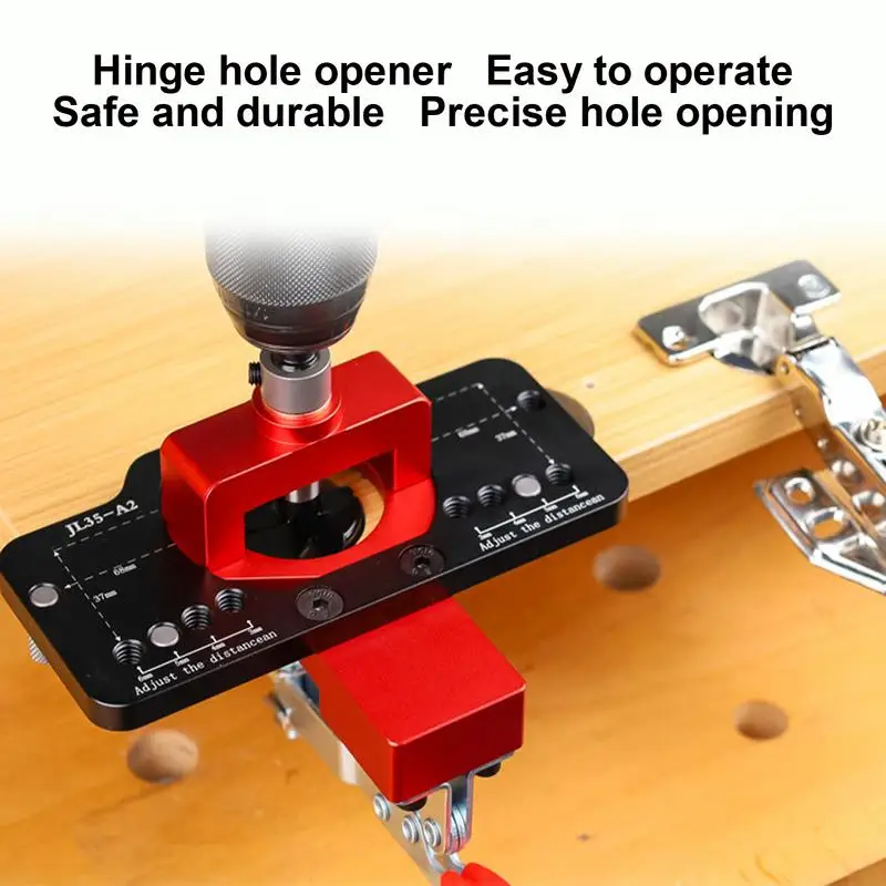 

35mm Concealed Hinge Jig Kit Woodworking Hole Drilling Guide Locator Aluminum Alloy Hole Opener Tools Puncher Template