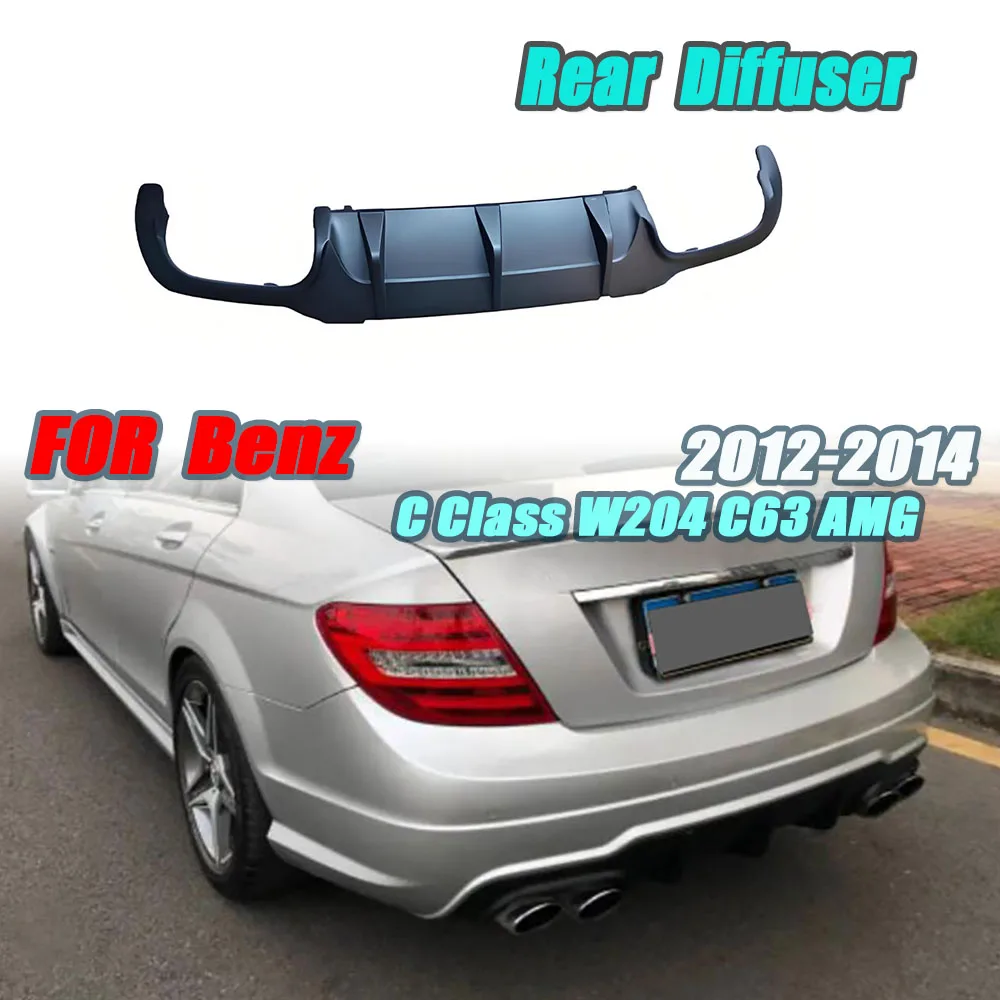 

JCYECF Carbon Gloss Black For Mercedes Benz C Class W204 C63 For AMG 2012 2013 2014 Rear Bumper Lip Diffuser Car Accessories