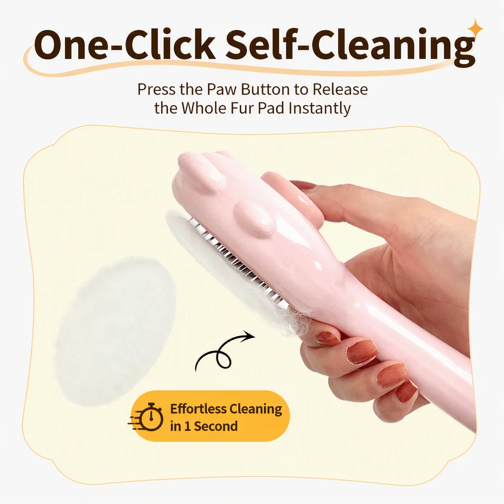 Self-Cleaning Cat Slicker Brush for Shedding, One-Click Pet Grooming Brush with Massage Beads for Short & Long Hair Dogs