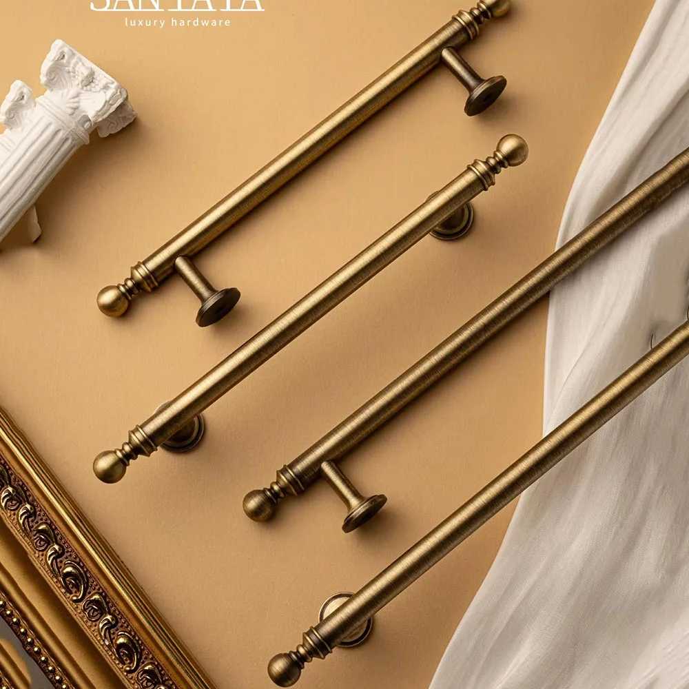 

Nordic Vintage Brass Furniture Handles Bronze Handles for Wardrobe and Drawer Dresser Nightstand Luxury Kitchen Cabinet Handles