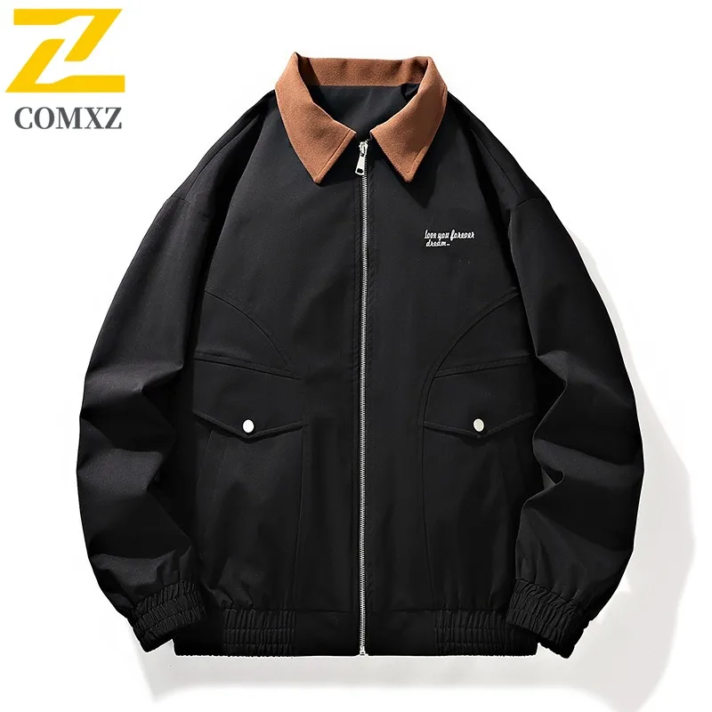 

COMXZ Мужская куртка с воротником-стойкой, повседневная ветрозащитная куртка для альпинизма, повседневная стильная удобная легкая осенняя одежда для отдыха