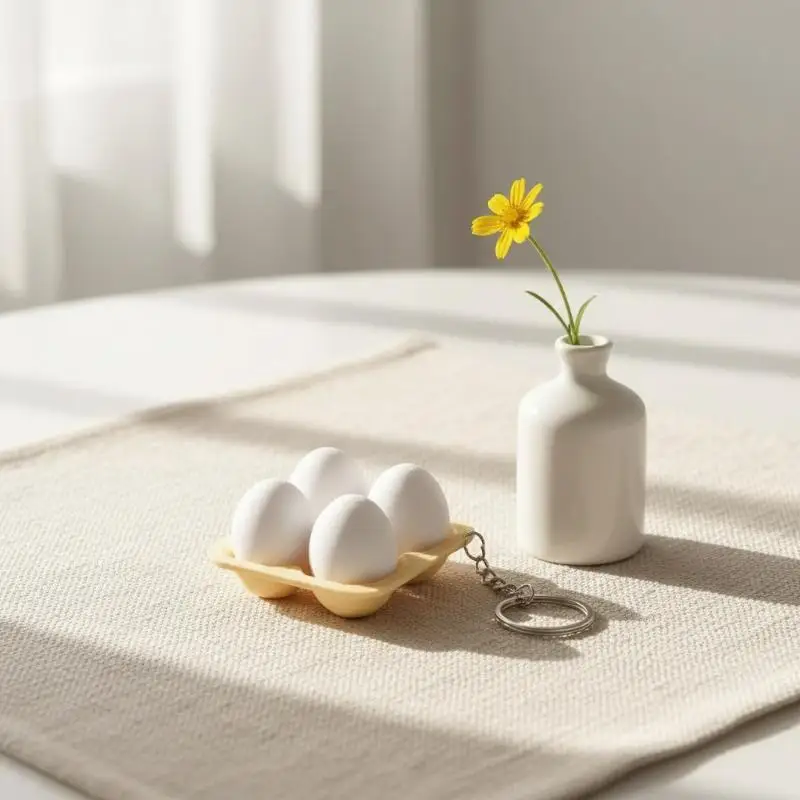 3D-gedruckter Tasten-Clicker-Schlüsselanhänger, Ei-Bananen-Tastenkappe, kreativer entspannter Tasten-Press-Schlüsselanhänger, Rucksackanhänger – Detail 8
