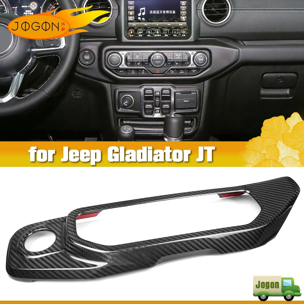 

For Jeep Gladiator JT 2020-2025 For Jeep Wrangler JL 2019-2024 Carbon Fiber Centre Panel Audio A/C Switch Recirculation Trims