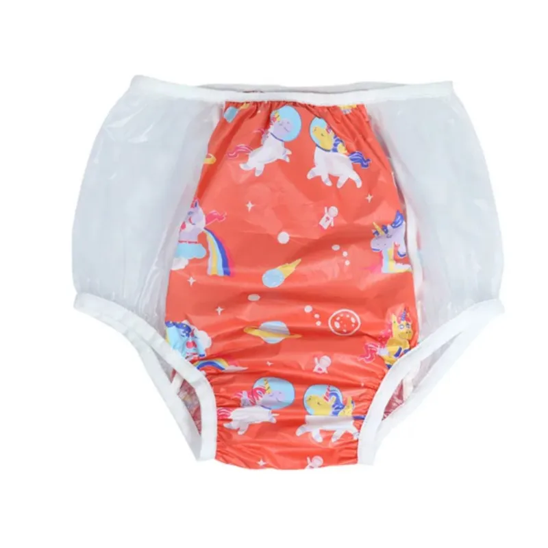 PVC Adult Men Women's Diaper Underwear Transparent Leakage Proof Plastic Pocket Waterproof Incontinence Underpants