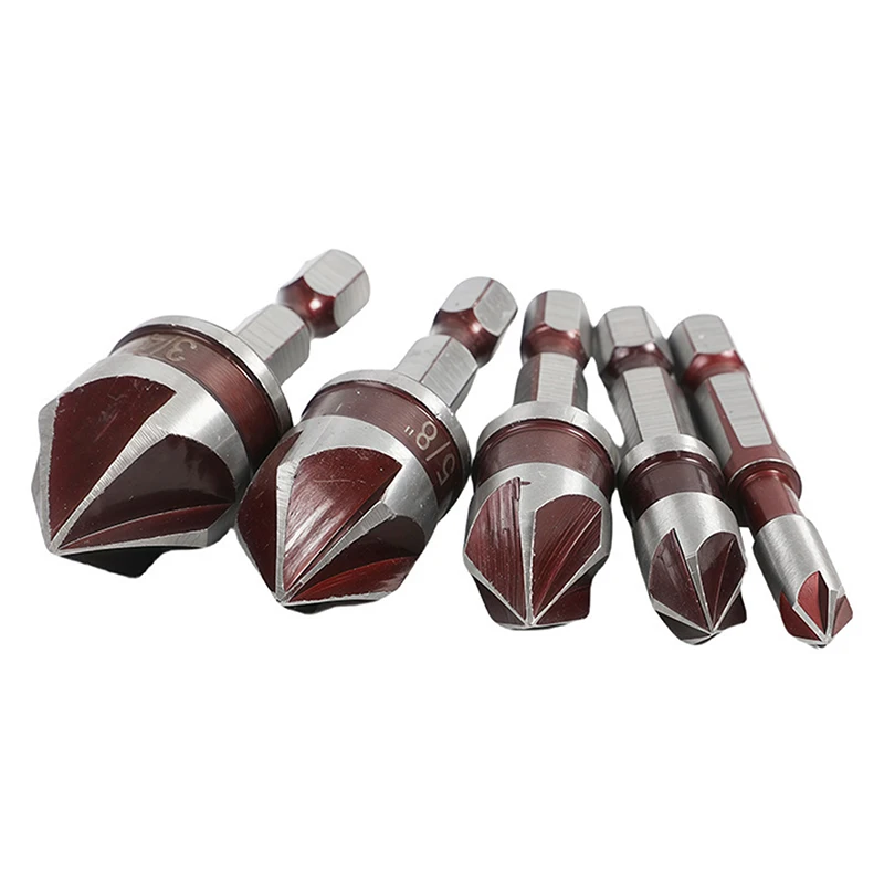 Hole Opener Chamfer Drill Bit Hex Shank Woodworking Chamfering Tool 82° Countersink Precise Multi-Size Countersink Bits