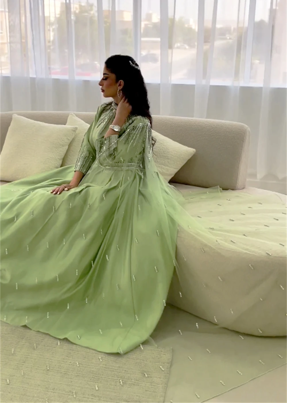 Prom Dress Exquisite High Collar Empire Quinceanera Dresses Crystal Belt Boho Organza Formal Evening Gowns 정장 원피스 فساتين نسائيه