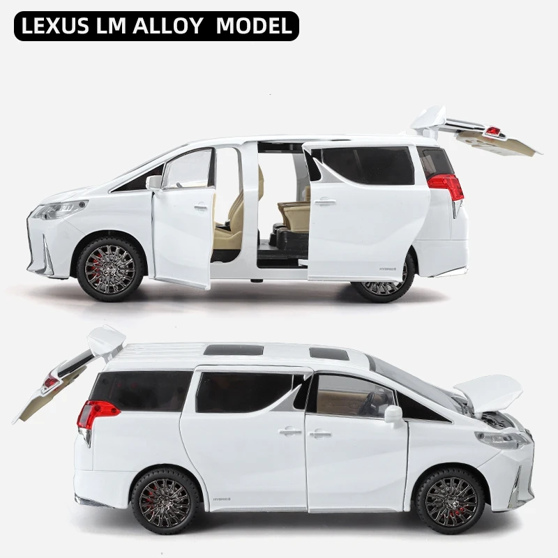 1/24 Toyota Alphard Lexus LM300H MPV Van Toy Car Model for Children Diecast Metal Miniature Model Sound & light Collection Boys