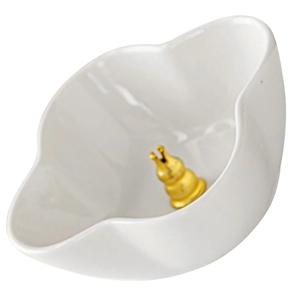 

Small Four-Petal Ceramic Incense Holder Decorative Incense Stick Burner Compact Desktop Tray Censer Ornament for Home Office