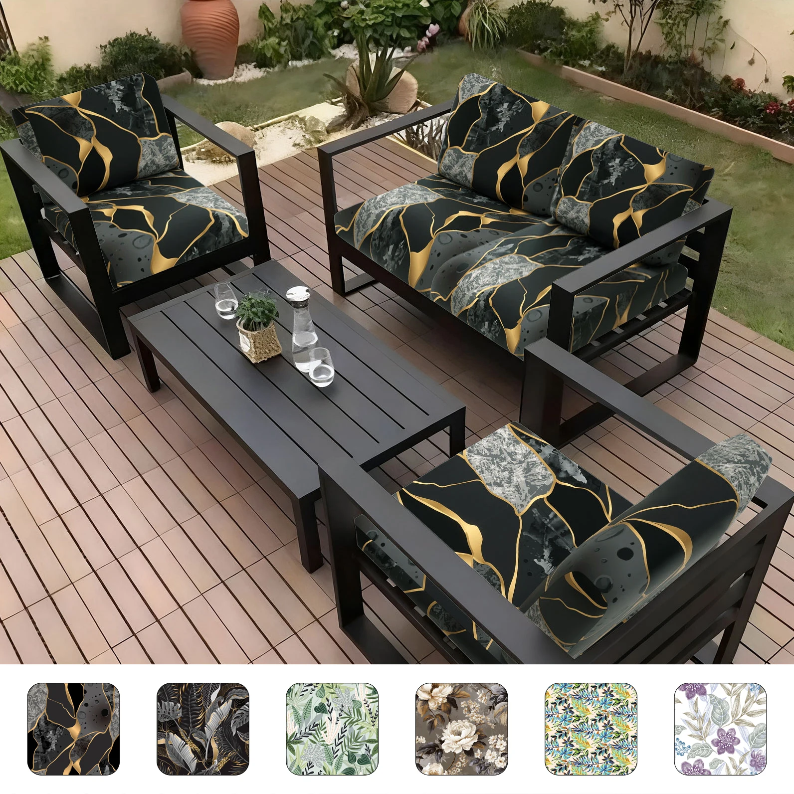 

1pc Outdoor simple printed milk silk elastic all-season universal detachable shower cap sofa cushion cover Outdoor sofa cover