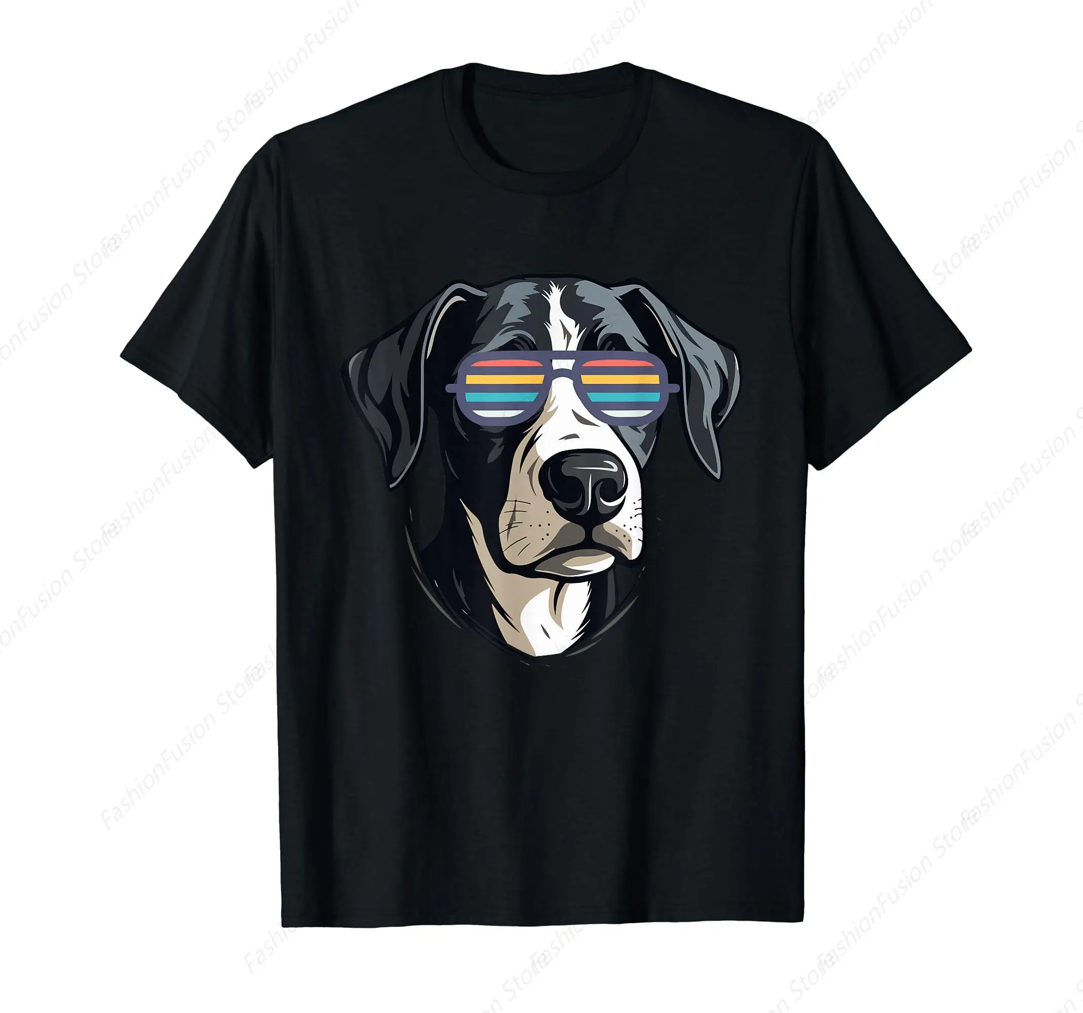 Black Dog Tshirt Fashion Cotton Crew Neck Short Sleeves Mens Clothing for Casual Tee Tops Outdoor Gym