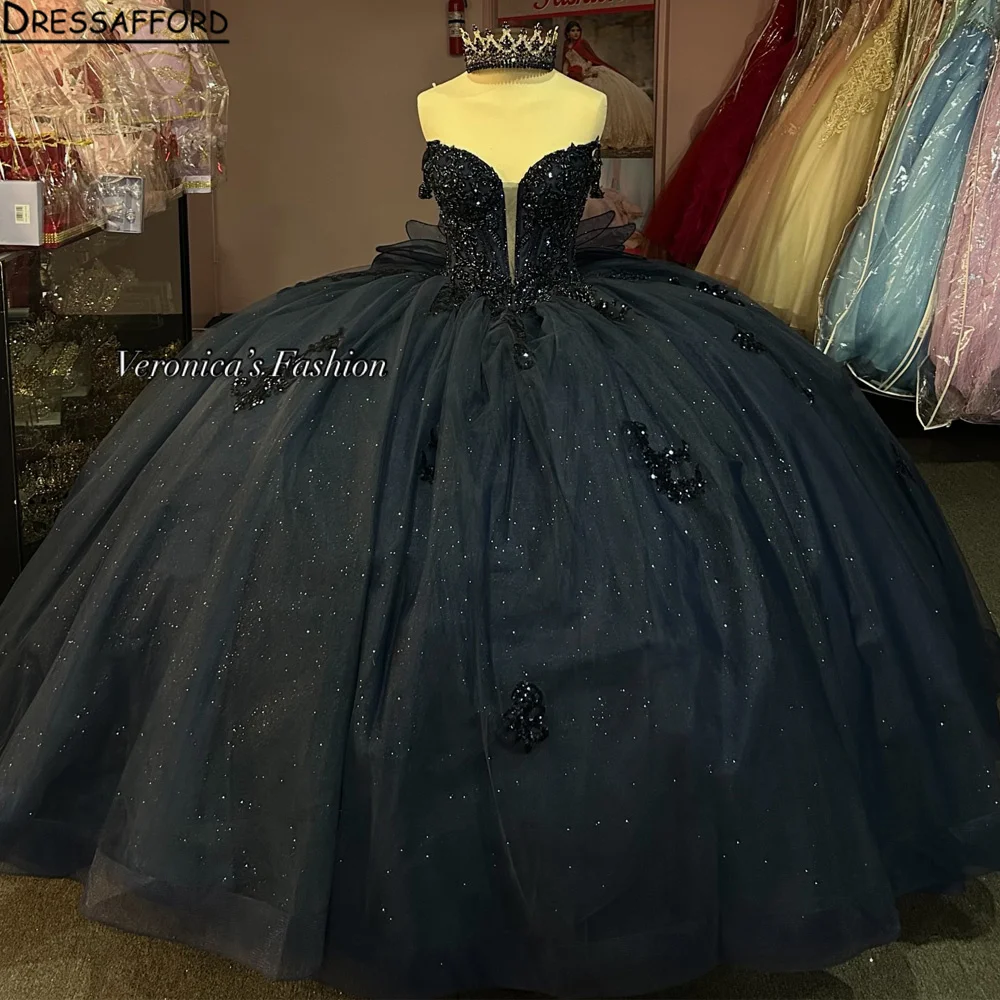 

Темно-синие блестящие платья для выпускного бала и вечеринок в честь 15-летия девушки, бальные платья для выпускного, платья принцессы на 15-летие