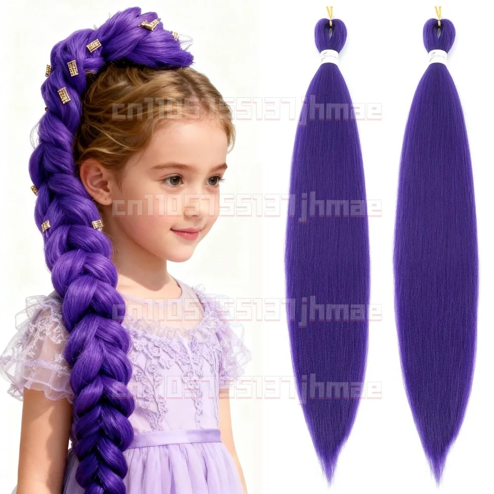 

Длинные фиолетовые плетеные волосы, предварительно растянутые синтетические плетения, наращивание волос для косичек, фиолетовые наращивание волос для сценической вечеринки Ха