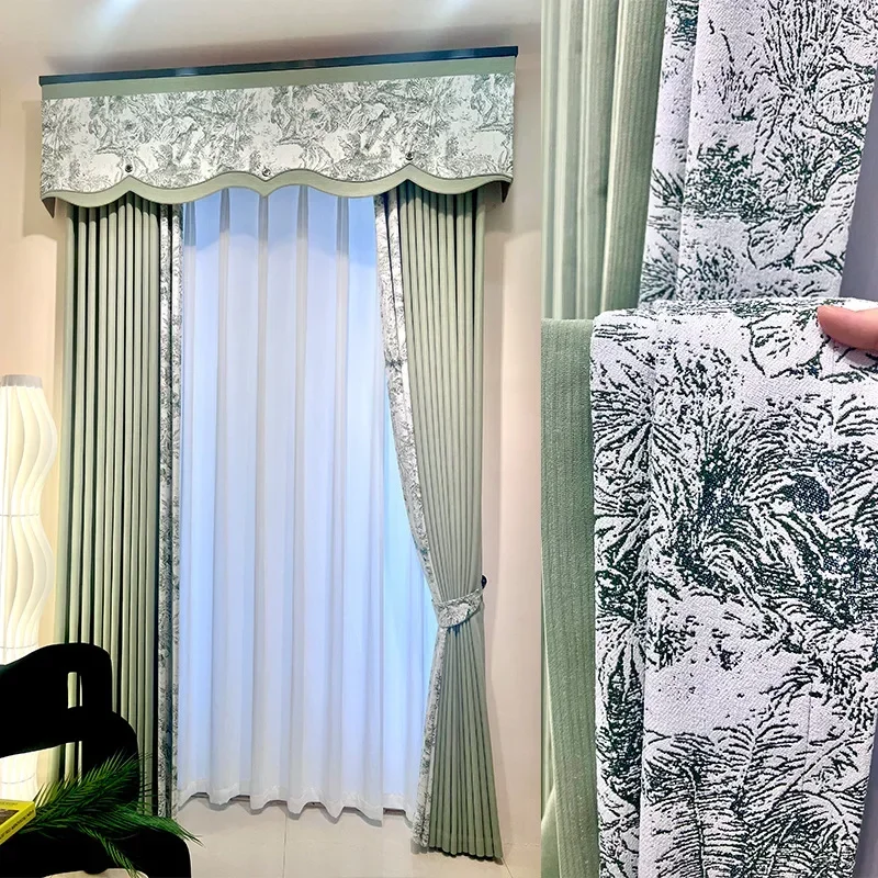 (1) Customized new high-end jacquard blackout finished living room bedroom curtains