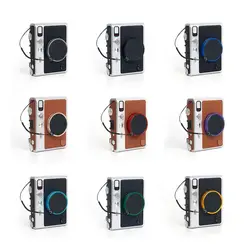 For Fujifilm Instax mini EVO Genuine Leather Lens Cover Sticker Protective Rope Anti Drop Lanyard Instant Camera Lens Cap