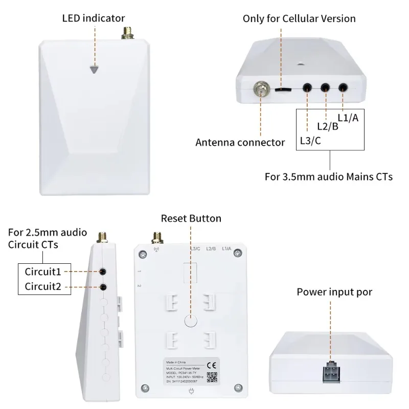 Monitor de energía 2025 Medidor de energía solar Medición de red para el hogar inteligente Monitor de energía Wifi de 5 quilates