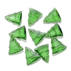 10Pcs 13x16mm Green Crystal Glass Pendants Beads Christmas Tree Shape DIY Making Charms Necklace Garment Jewelry Accessories