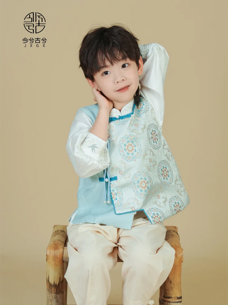 بدلة هانفو تانغ للأطفال ، ملابس تانغ للأولاد الصغار ، طراز صيني جديد ، خريف ، جديد