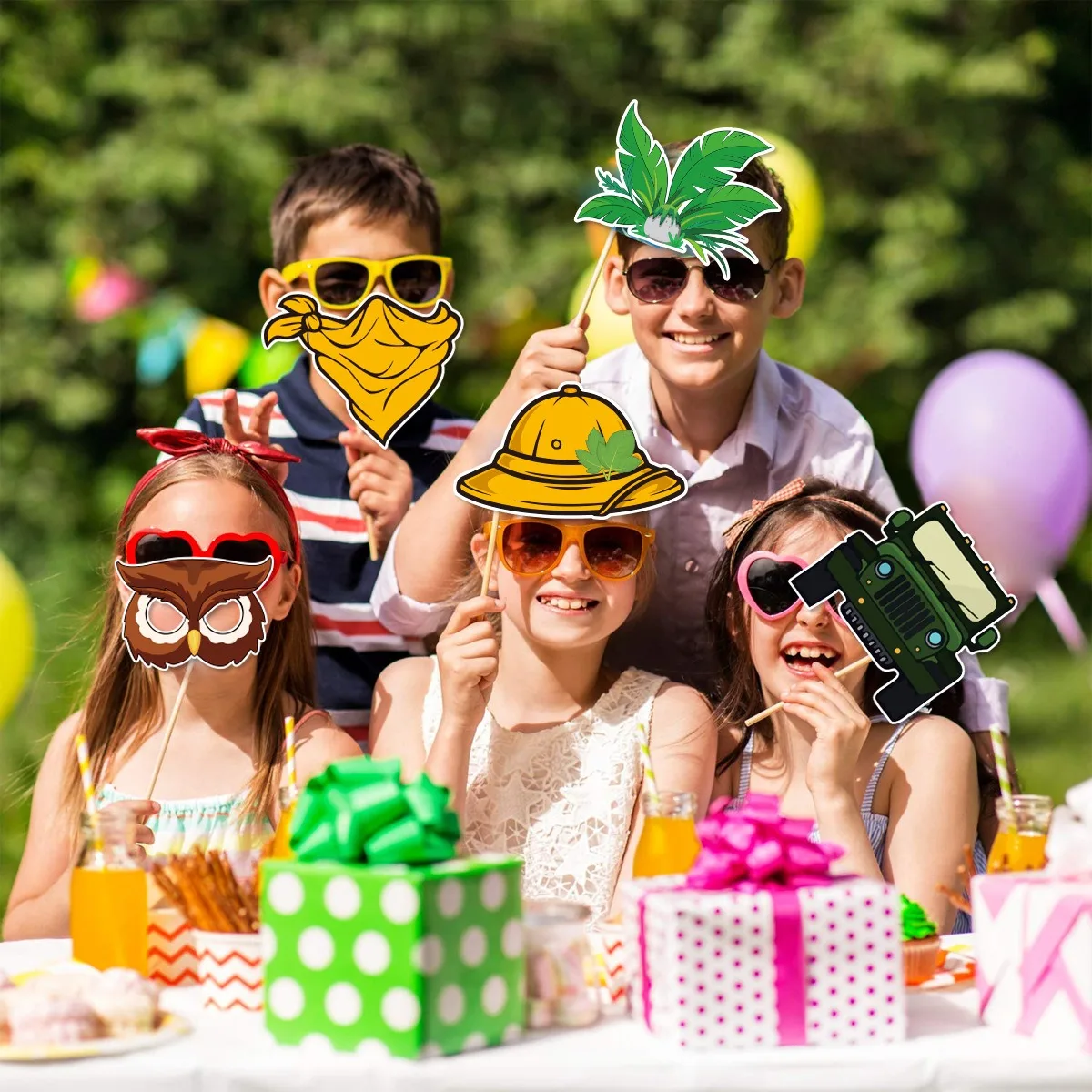 30Pcs/set Jungle Animals Party Decoration Cartoon Animal Funny Glasses Photo Props Happy Kids Jungle Safari Birthday Party Decor