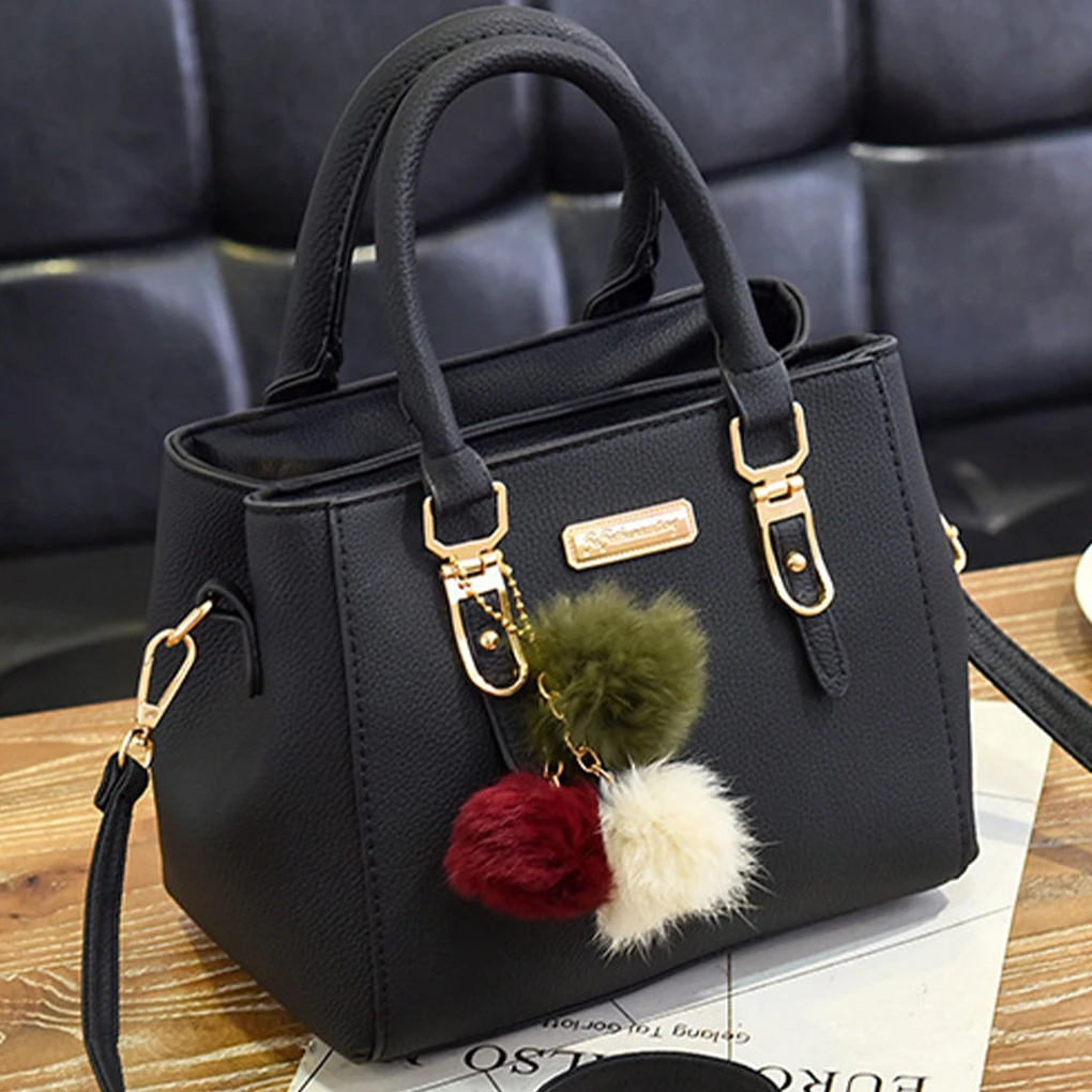 Luxury PU Leather Women’s Tote Bag fashion ​Plush Tassel Messenger Bag Adjustable Strap Crossbody  Shoulder Bag