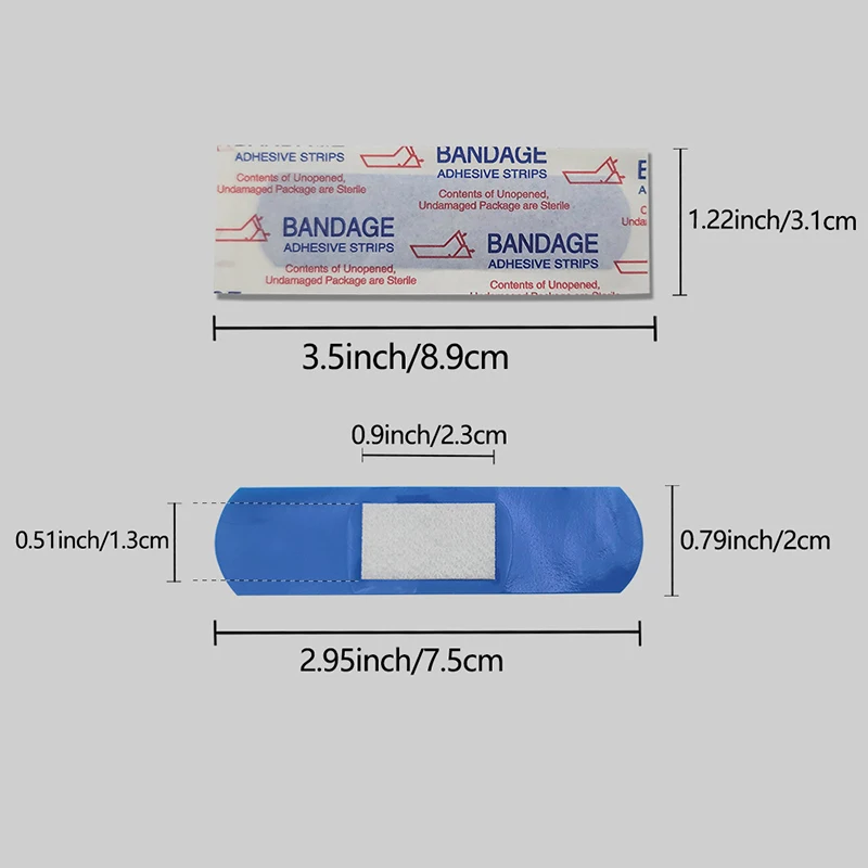 Banda Detectable de Metal azul para comida, ayuda de emergencia médica hemostática para Hotel, restaurante, Chef, 100 piezas