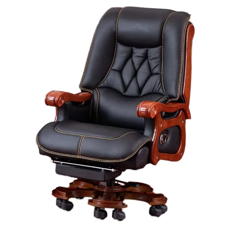 

Modern Ergonomic Boss Chair Genuine Cowhide Leather Office Chair for Home with Lift Style Suitable for Christmas gifts