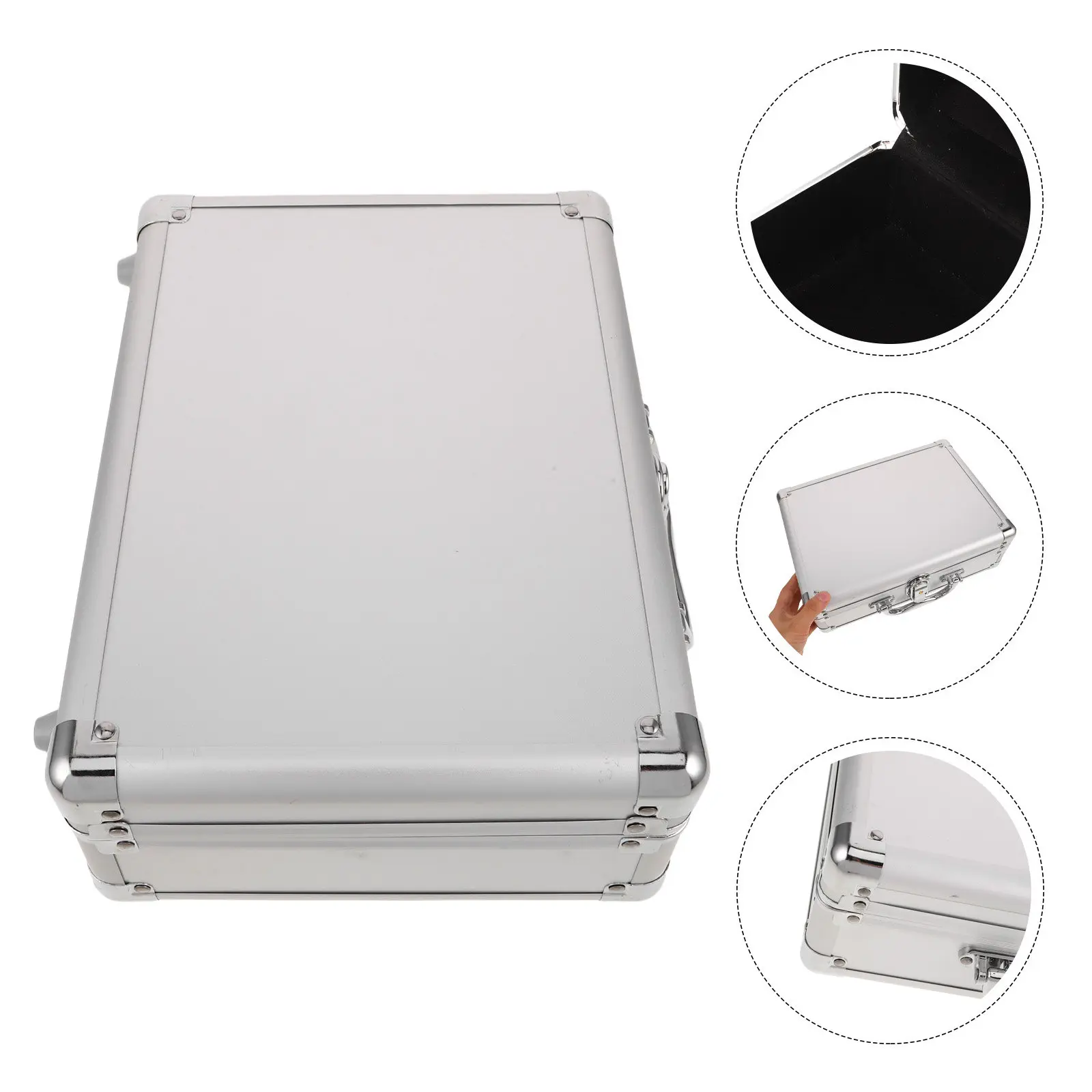 

Aluminum Alloy Storage Box Key Lock Portable Hard Shell Protective Case Portable Tool Box Hardware Organizer Microphone Camera