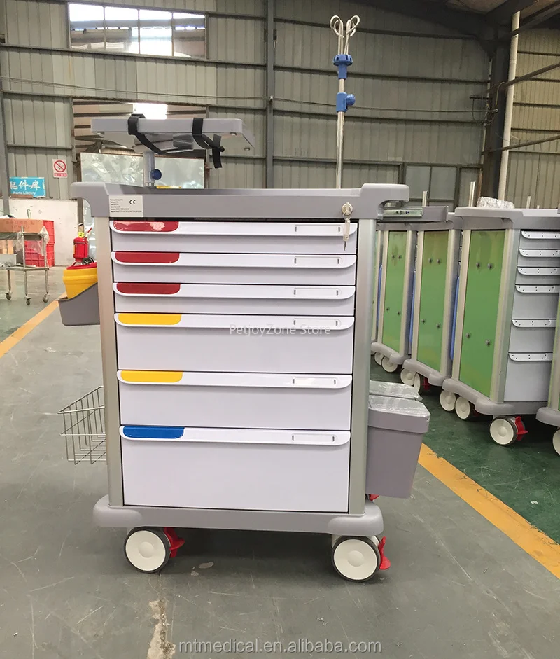 

MT Clinic Cheap Mobile ABS Drugs Hospital Medical Crash Cart Plastic Emergency Medicine Trolley
