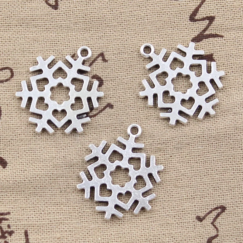 8pcs Charms Snow Snowflake 29x23mm Antique Silver Color Pendants Making DIY Handmade Tibetan Finding Jewelry