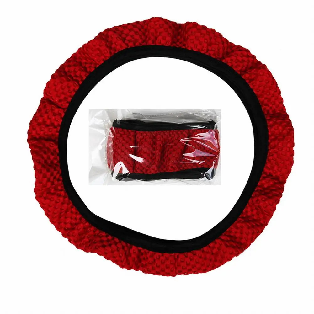 

38CM Ice Silk Cloth Car Steering Wheel Cover with Antislip Feature for 15''/38cm Wheels Compatible with Wide Range of Vehicles