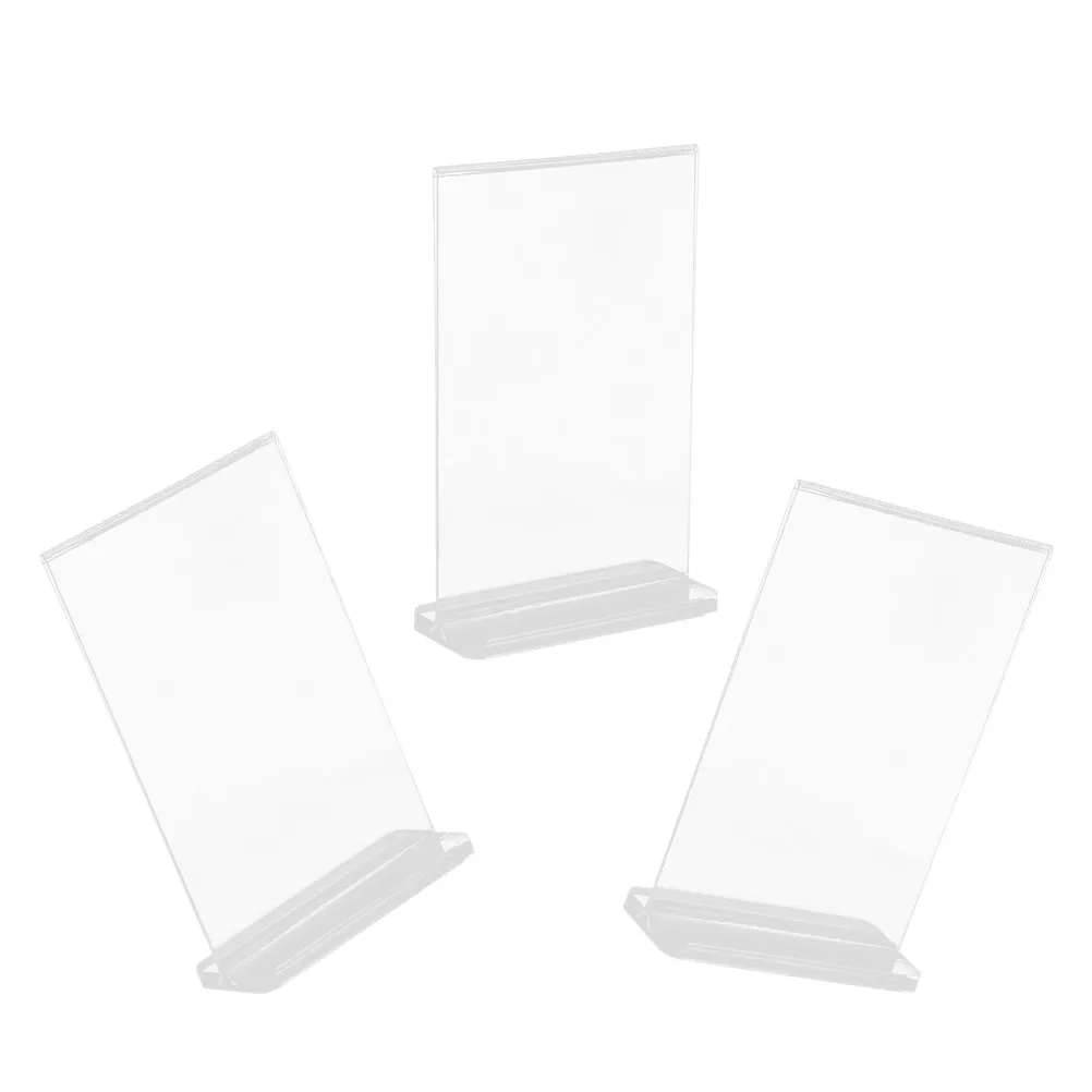 

3pcs Clear A6 T Shape Acrylic Display Stand Double Sided Sign Holder For Menus Ads Restaurant Office Bar Retail Exhibition