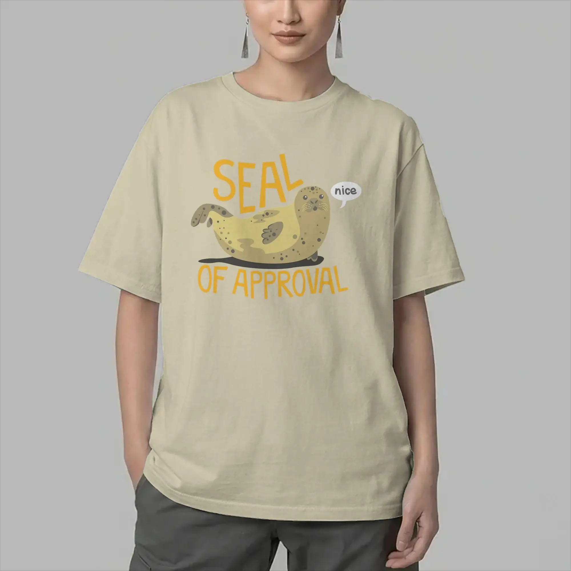 Seal of Approval Neil the Seal T-Shirts Men  Creative Pure Cotton Tees O Neck Short Sleeve T Shirts 4XL 5XL 6XL Tops