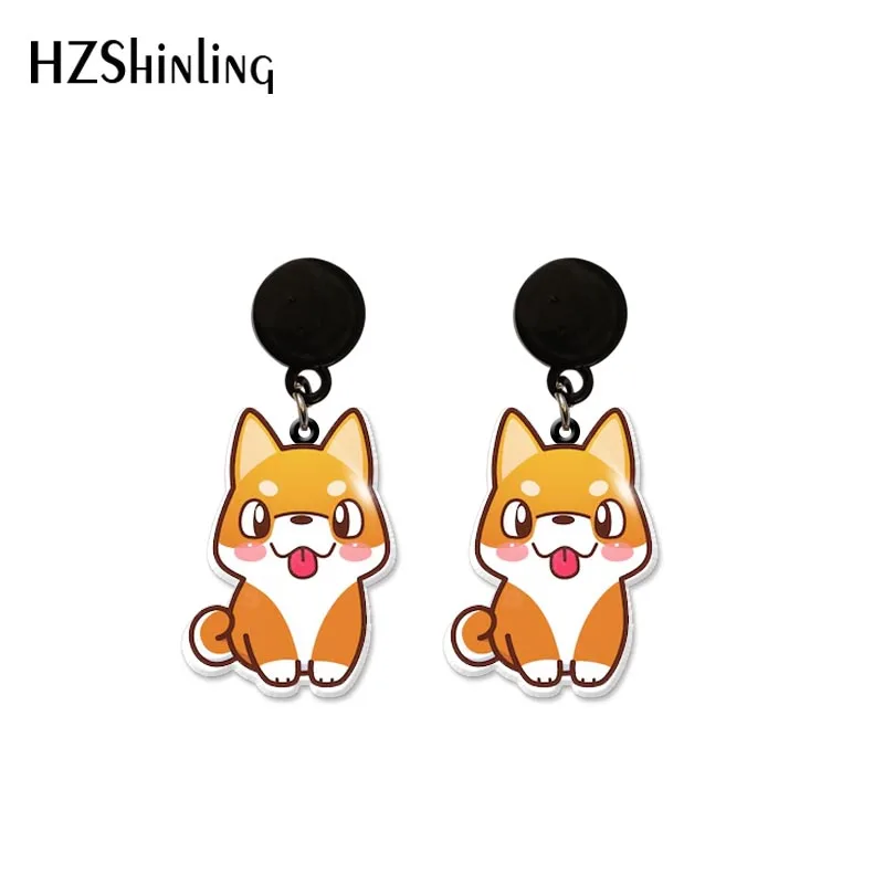 2023 New Cartoon Dogs Dalmatian Akita Pattern Acrylic Dangle Drop Earrings Resin Epoxy Ear Fashion Jewelry