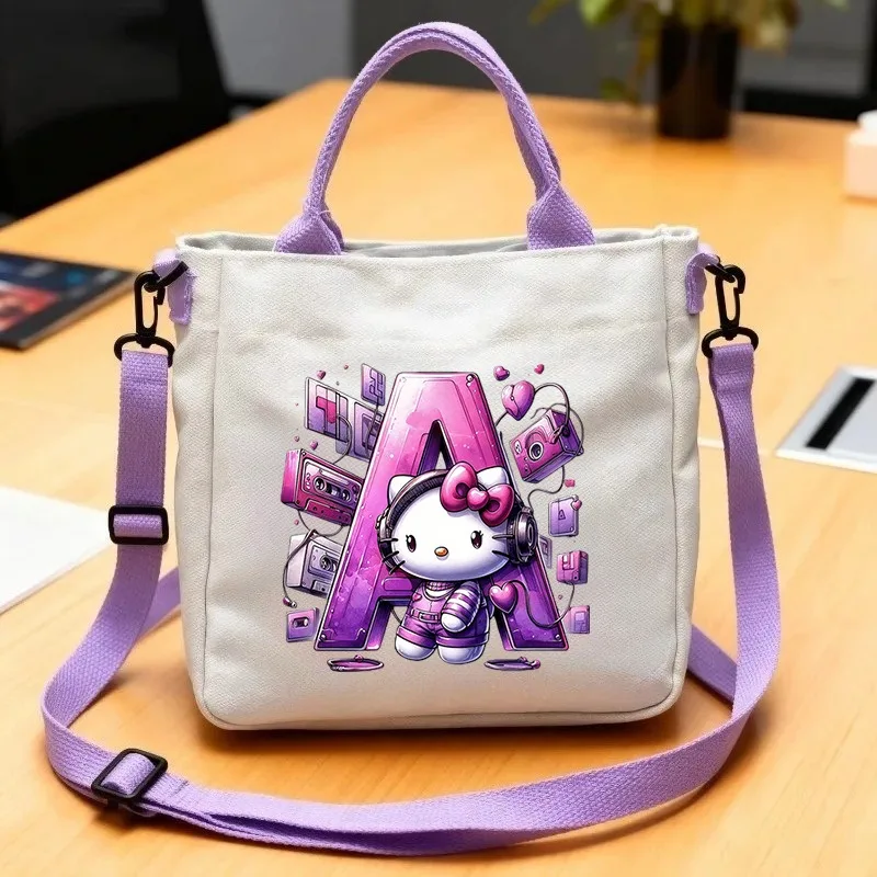 

Сумка через плечо Sanrio с рисунком «Hello Kitty» A-Z, сумка через плечо большой емкости, модная портативная холщовая сумка для хранения, подарок