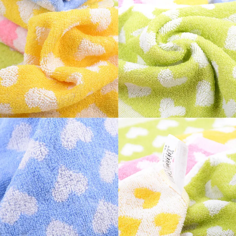 1Pcs 25x25cm Love Heart Cotton Children Kids Bathroom Small Square Face Towel Water Absorbent Soft Cloth