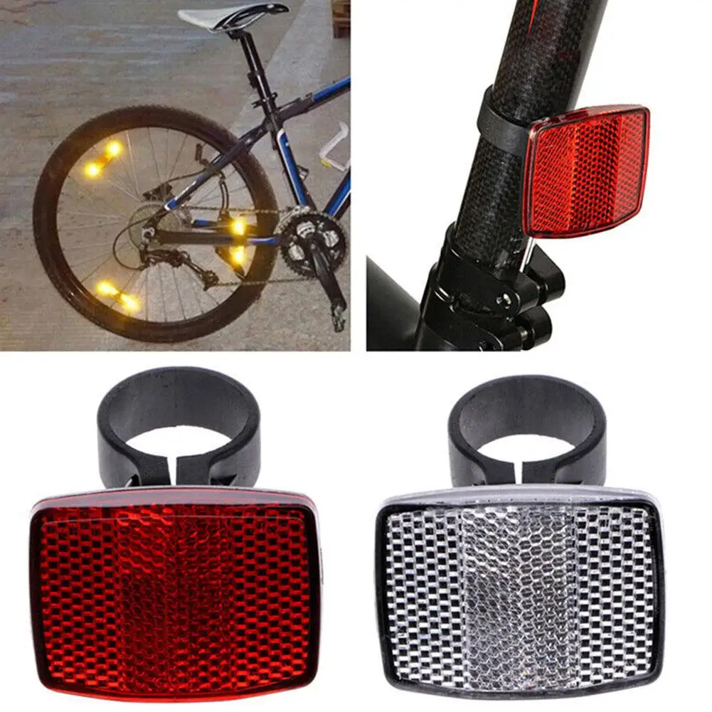 NEUE Vorne und Hinten Fahrrad Reflektor Set Rot Weiß Befestigungen Montage Halterung Warnung Licht Sicherheit Objektiv Fahrrad Zubehör