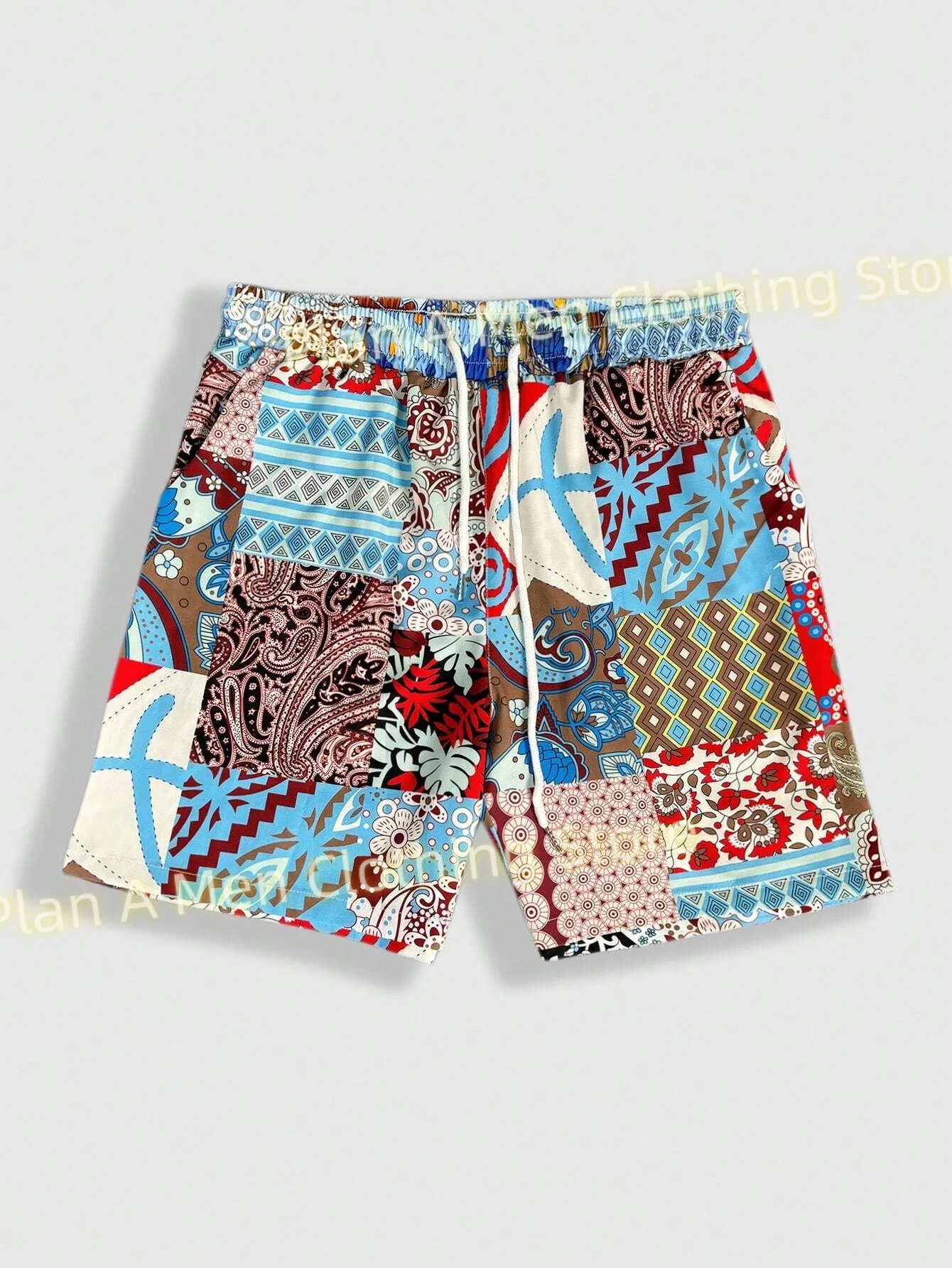 Ethnic Style Print Men Beach Shorts New Fashion Casual Workout Shorts Men Gym Shorts Hawaii Holiday Sports Shorts Men Clothing