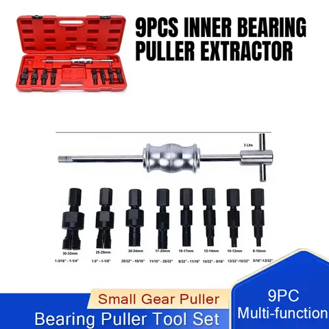 Multi-function 9pc Inner Bearing Puller  Set Extractor Removal Tool Kit Blind Hole Kit Small Gear Puller Slide Hammer Pilot