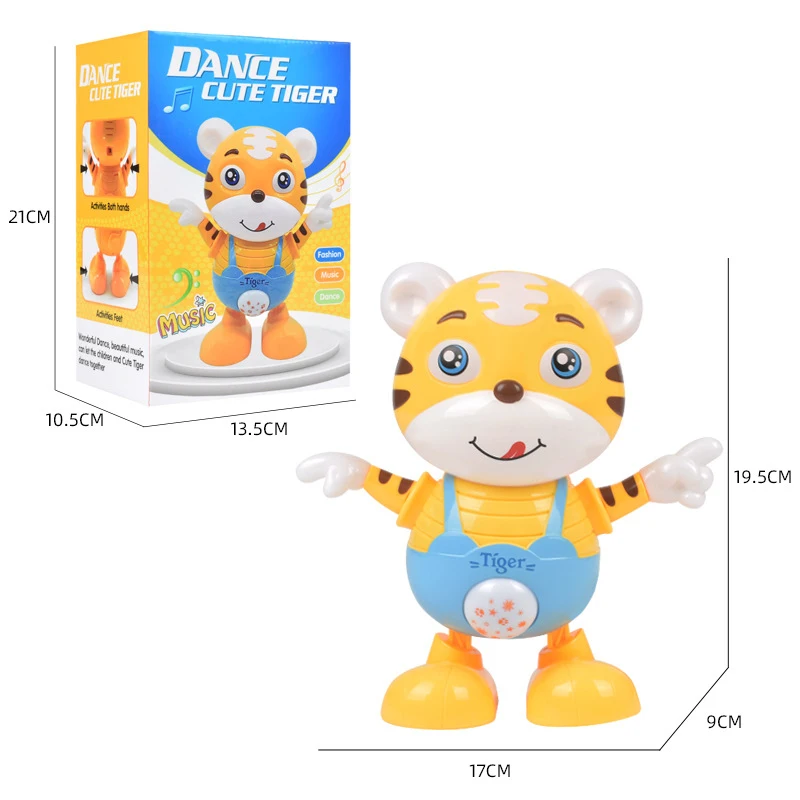 Tanzen Elektrische Cartoon Nette Kleine Gelbe Tiger Puppe Home Decor Kid Geschenk Baby Frühe Bildung Musical Dance Licht LED Baby spielzeug