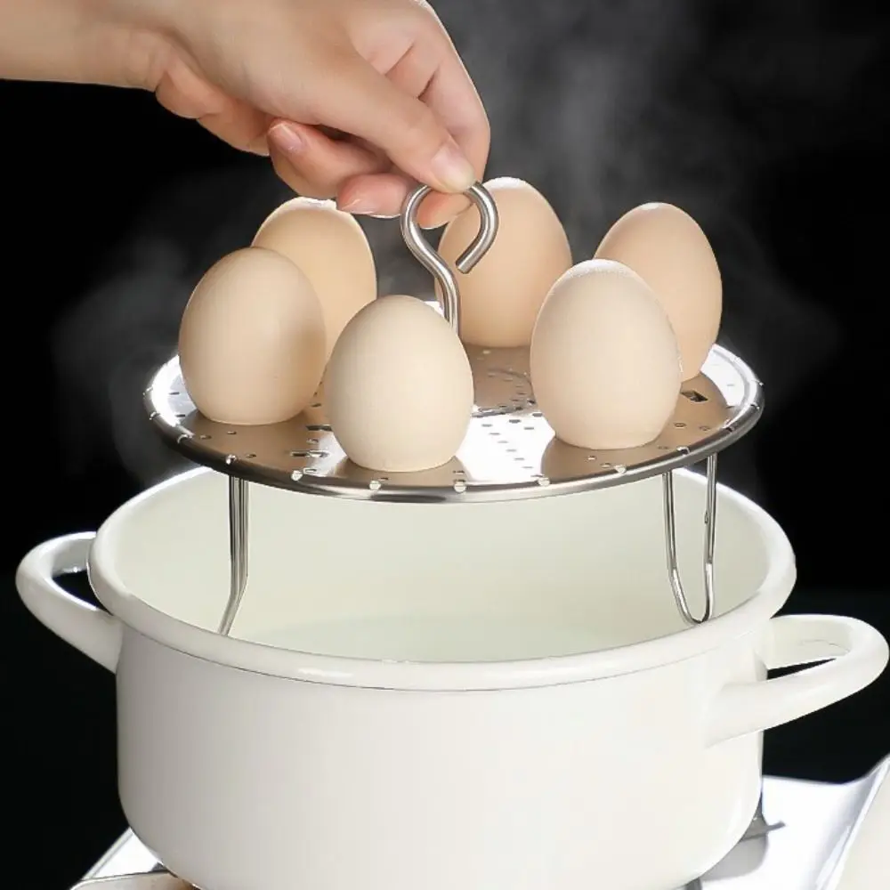 

Household 304 Stainless Steel Foldable Egg Steamer Adjusted Height Detachable Egg Steaming Rack Universal Steaming Tray Bun