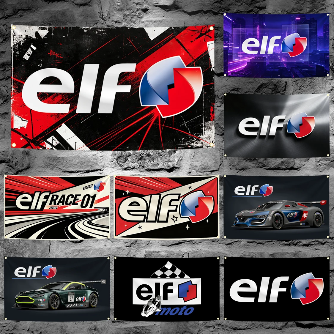 60x90cm 90x150cm 120x180cm Elfs Lubricants Flag Vintage Racing Tapestry Banner Motorsport Wall Decor For Garage Man Cave