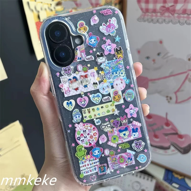 Ins الكورية جميل الكرتون Kawaii الساطع قضية الهاتف آيفون 17 16 15 14 13 12 11 برو ماكس Xr Xs ماكس 7 زائد Y2K لينة الغطاء الخلفي