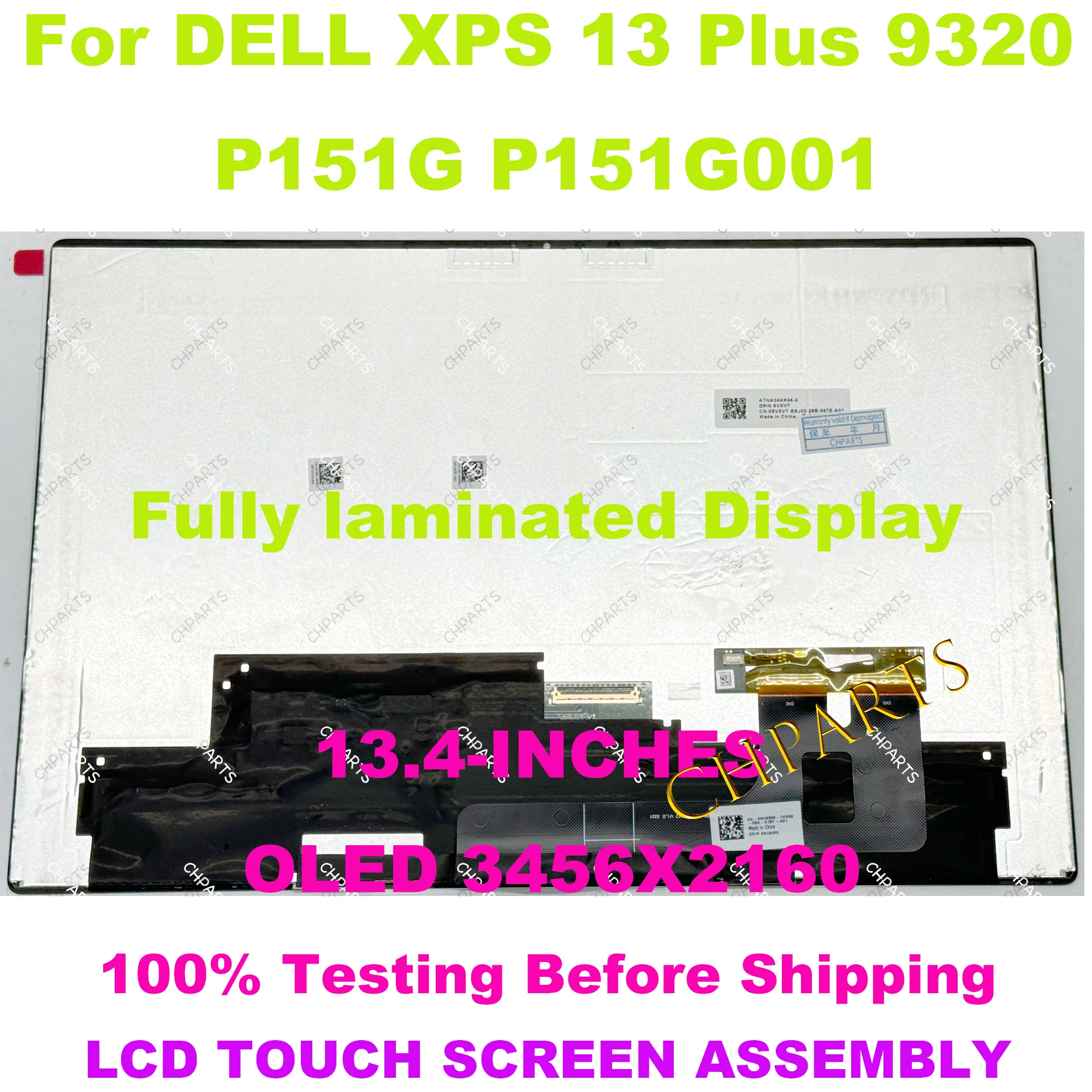 13.4 pollici 3456*2160 OLED per Dell XPS 13 Plus 9320 P151 P151G001 OLED LAPTOP Panel Touch Screen gruppo di ricambio LCD