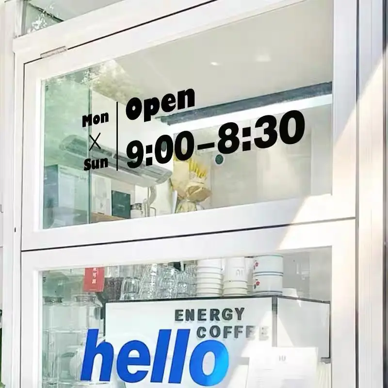 Customized Store Operating Hours Time Glass Door Stickers Can Be Noted Remark Time Logos Wall
