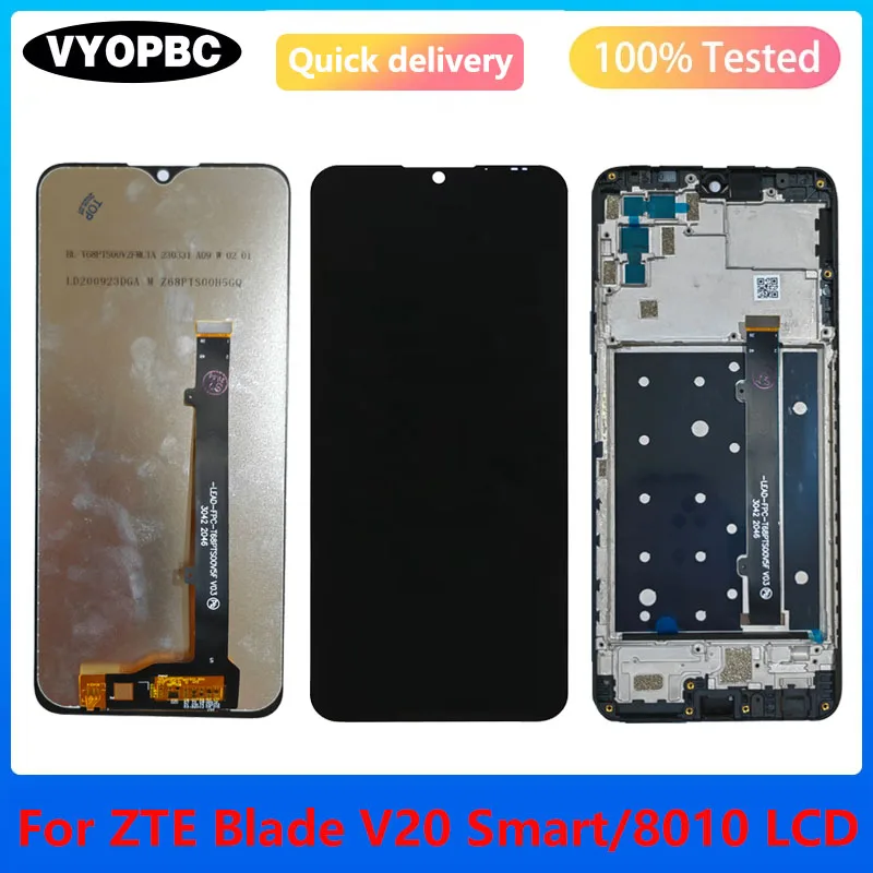 Pantalla LCD de 6,82 pulgadas para ZTE Blade V20 Smart Pantalla V2020 Smart 8010 con marco LCD pantalla táctil digitalizador piezas de repuesto