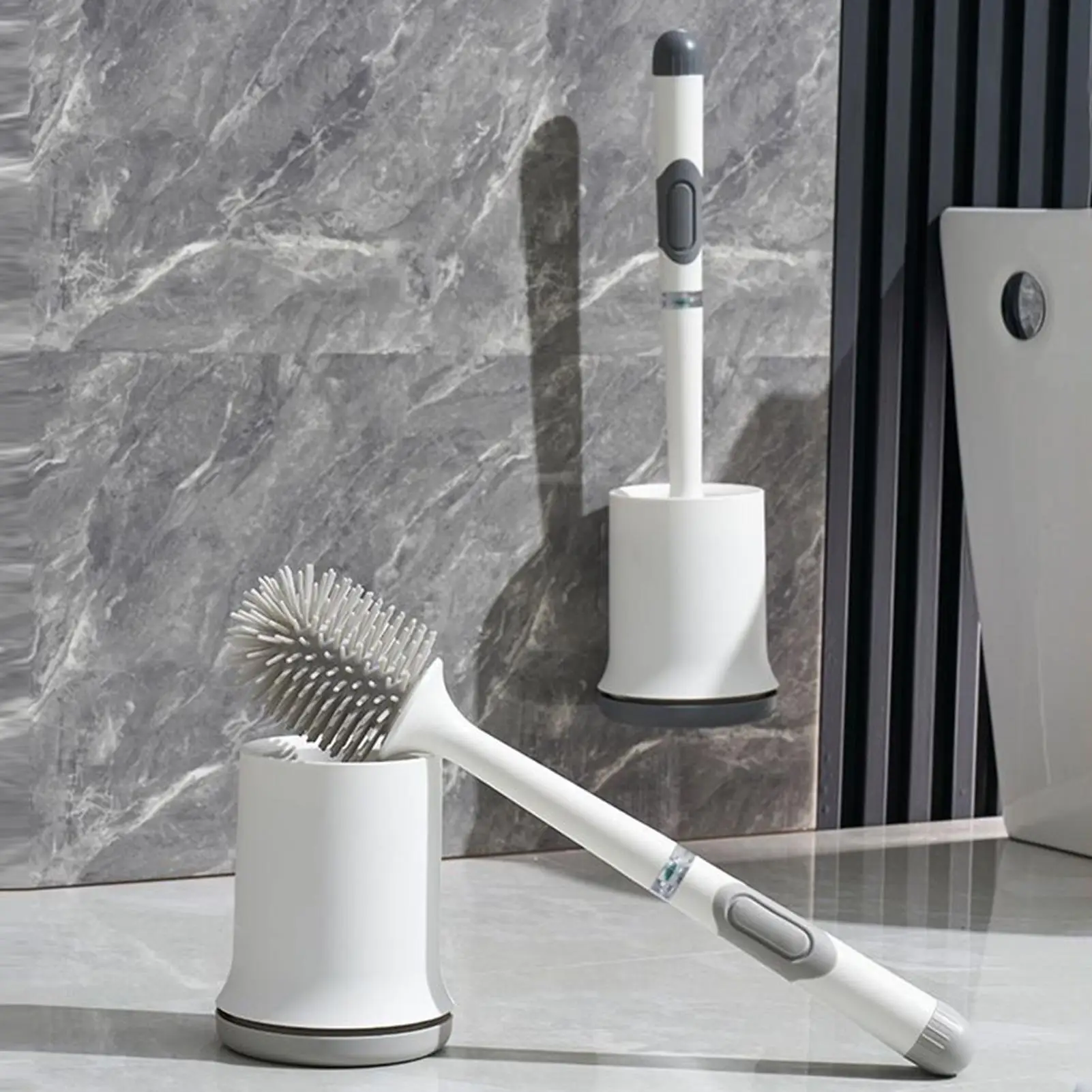 

Силиконовая щетка для унитаза без сверления, щетка для унитаза с длинной ручкой, очиститель и держатель, настенный вертикальный скруббер, инструмент для чистки